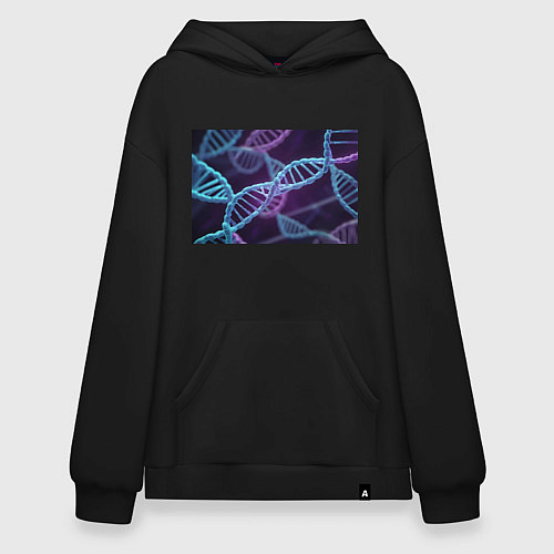Худи оверсайз Неоновые спирали ДНК / Черный – фото 1