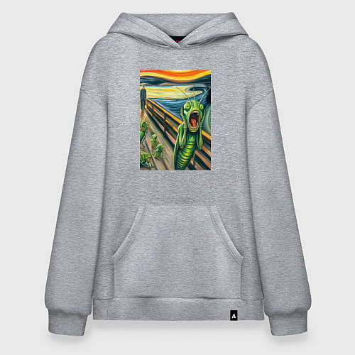 Худи оверсайз Кузнечик кричит на картине Эдварда Мунка - мем иск / Меланж – фото 1