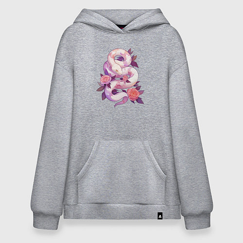 Худи оверсайз Классная змея в розах / Меланж – фото 1