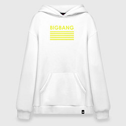 Толстовка-худи оверсайз Big bang с желтыми полосами, цвет: белый