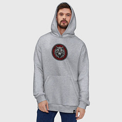 Толстовка-худи оверсайз Скандинавский волк, цвет: меланж — фото 2