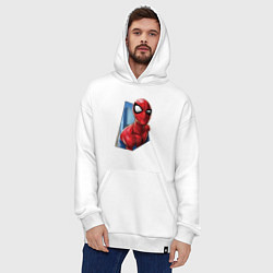 Толстовка-худи оверсайз Человек-паук и город, цвет: белый — фото 2