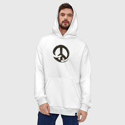 Толстовка-худи оверсайз Peace hugs, цвет: белый — фото 2