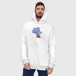 Толстовка-худи оверсайз Слонёнок на пеньке, цвет: белый — фото 2