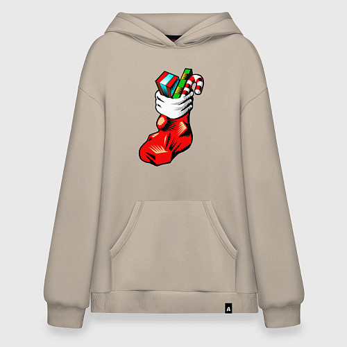 Худи оверсайз Рождественский чулок / Миндальный – фото 1