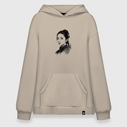 Толстовка-худи оверсайз Восточная девушка, цвет: миндальный