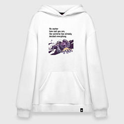 Толстовка-худи оверсайз Вселенная уже всё решила, цвет: белый