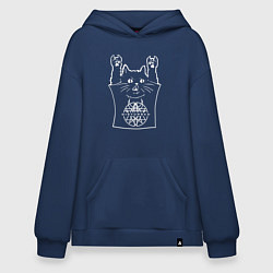 Толстовка-худи оверсайз Disturbed - cat rock, цвет: тёмно-синий