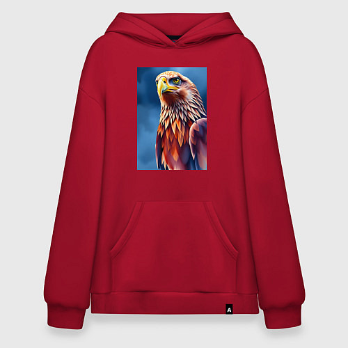 Худи оверсайз Орел на синем фоне / Красный – фото 1