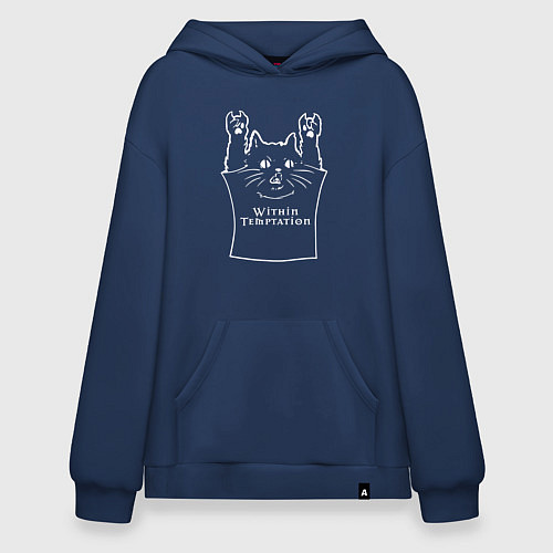 Худи оверсайз Within Temptation: cat rock / Тёмно-синий – фото 1