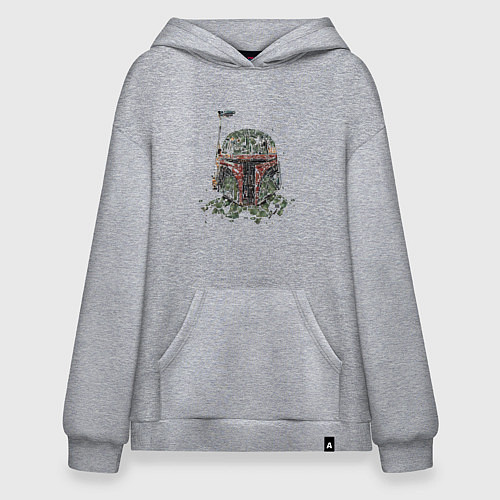 Худи оверсайз Мандалорский шлем мазайка / Меланж – фото 1