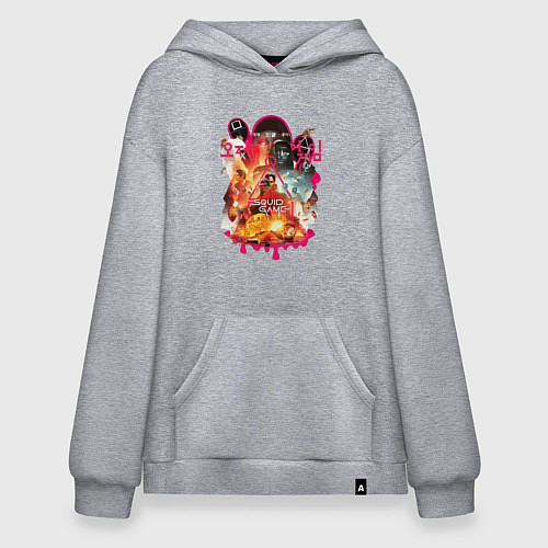 Худи оверсайз Игра в кальмара персонажи / Меланж – фото 1