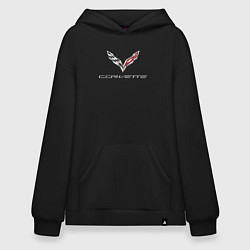 Толстовка-худи оверсайз Chevrolet Corvette - racing team, цвет: черный