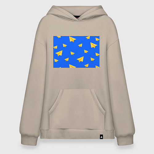 Худи оверсайз Желтый самолетик / Миндальный – фото 1