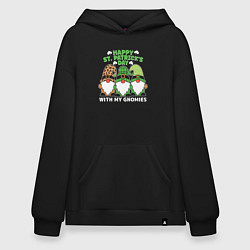 Толстовка-худи оверсайз Happy St Patricks day - dwarves, цвет: черный