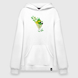 Толстовка-худи оверсайз Панда и мороженое, цвет: белый