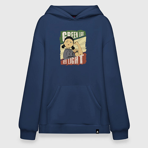 Худи оверсайз Зелёный и красный свет / Тёмно-синий – фото 1