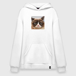 Толстовка-худи оверсайз Злая кошка, цвет: белый