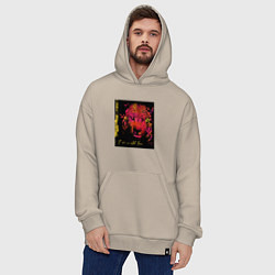 Толстовка-худи оверсайз Леопард-разноцветная абстракция, цвет: миндальный — фото 2