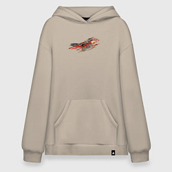 Толстовка-худи оверсайз Орел в облаках - светлый, цвет: миндальный