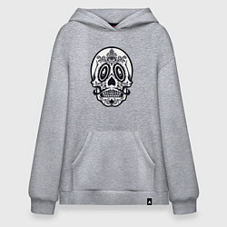 Толстовка-худи оверсайз Skull Mexico, цвет: меланж