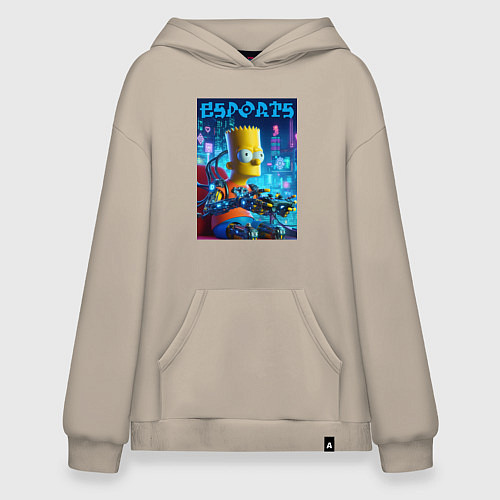 Худи оверсайз Cyber Bart Simpson - esport / Миндальный – фото 1