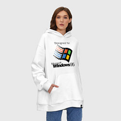 Толстовка-худи оверсайз Предназначен для windows 95, цвет: белый — фото 2