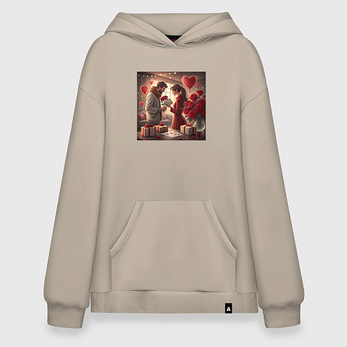 Худи оверсайз Любовь двоих / Миндальный – фото 1