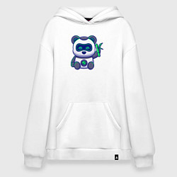 Толстовка-худи оверсайз Панда робот, цвет: белый