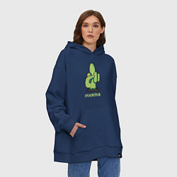 Толстовка-худи оверсайз Cactus - fucktus, цвет: тёмно-синий — фото 2