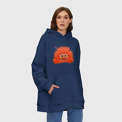 Толстовка-худи оверсайз Fluffy monster orange, цвет: тёмно-синий — фото 2