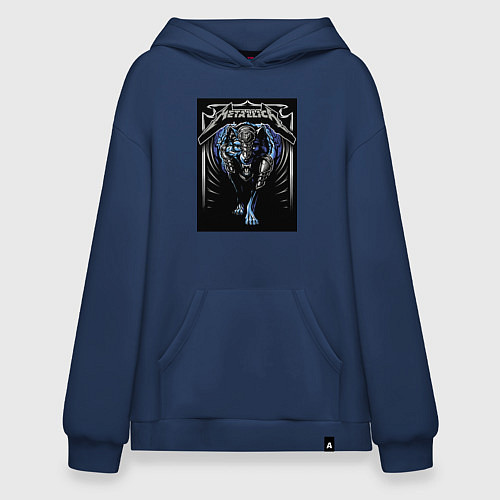 Худи оверсайз Metallica thrash metal style - wolf / Тёмно-синий – фото 1
