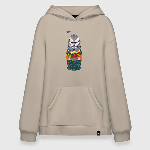 Худи оверсайз Матрешка шлем штурмовика / Миндальный – фото 1