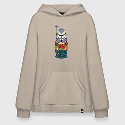 Толстовка-худи оверсайз Матрешка шлем штурмовика, цвет: миндальный