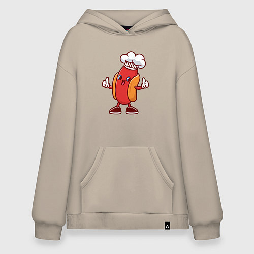 Худи оверсайз Хот-дог повар / Миндальный – фото 1