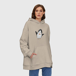 Толстовка-худи оверсайз Cartoon penguin, цвет: миндальный — фото 2