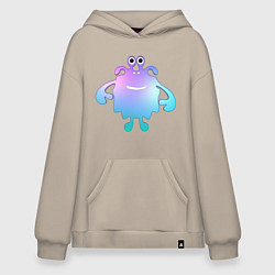 Толстовка-худи оверсайз Monster cartoon blue purple, цвет: миндальный