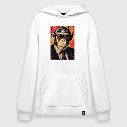 Толстовка-худи оверсайз Деловой шимпанзе в смокинге, цвет: белый