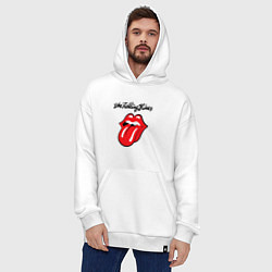 Толстовка-худи оверсайз Rolling Stones - logo, цвет: белый — фото 2