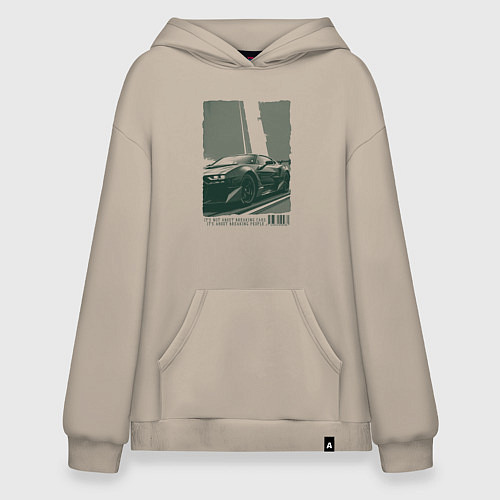 Худи оверсайз Постер спорткара / Миндальный – фото 1