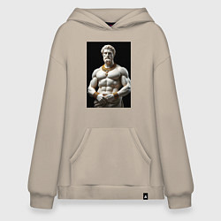 Толстовка-худи оверсайз Античный герой с цепочкой, цвет: миндальный