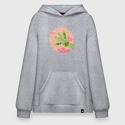 Толстовка-худи оверсайз Жирафик и розовые облака, цвет: меланж