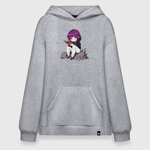 Худи оверсайз Девочка с книжкой / Меланж – фото 1