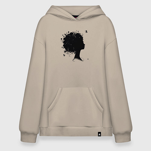 Худи оверсайз Girl flowers / Миндальный – фото 1