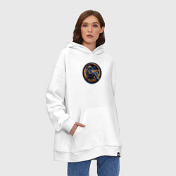Толстовка-худи оверсайз Космонавт внутри луны, цвет: белый — фото 2