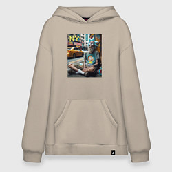 Толстовка-худи оверсайз Rick Sanchez is a hippie from New York, цвет: миндальный