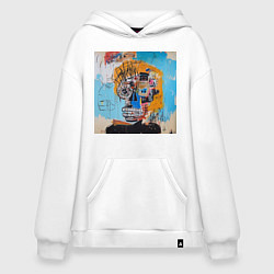 Толстовка-худи оверсайз Яркий афро граффити череп, цвет: белый