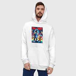 Толстовка-худи оверсайз Том и Джерри - неоновый космос, цвет: белый — фото 2