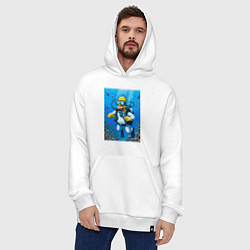 Толстовка-худи оверсайз Homer diving - ai art fantasy, цвет: белый — фото 2