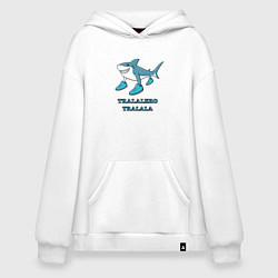 Толстовка-худи оверсайз Акула в кроссовках, мем, tralalero tralala, цвет: белый